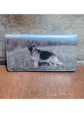 Genuine Leather German Shepherd Checkbook Cover